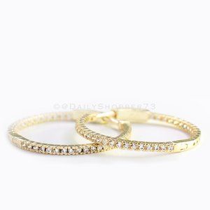 CZ by Kenneth Jay Lane In/Out Gold Hoop Earrings
